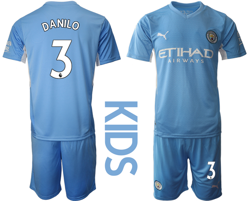 Youth 2021-2022 Club Manchester City home blue #3 Soccer Jersey